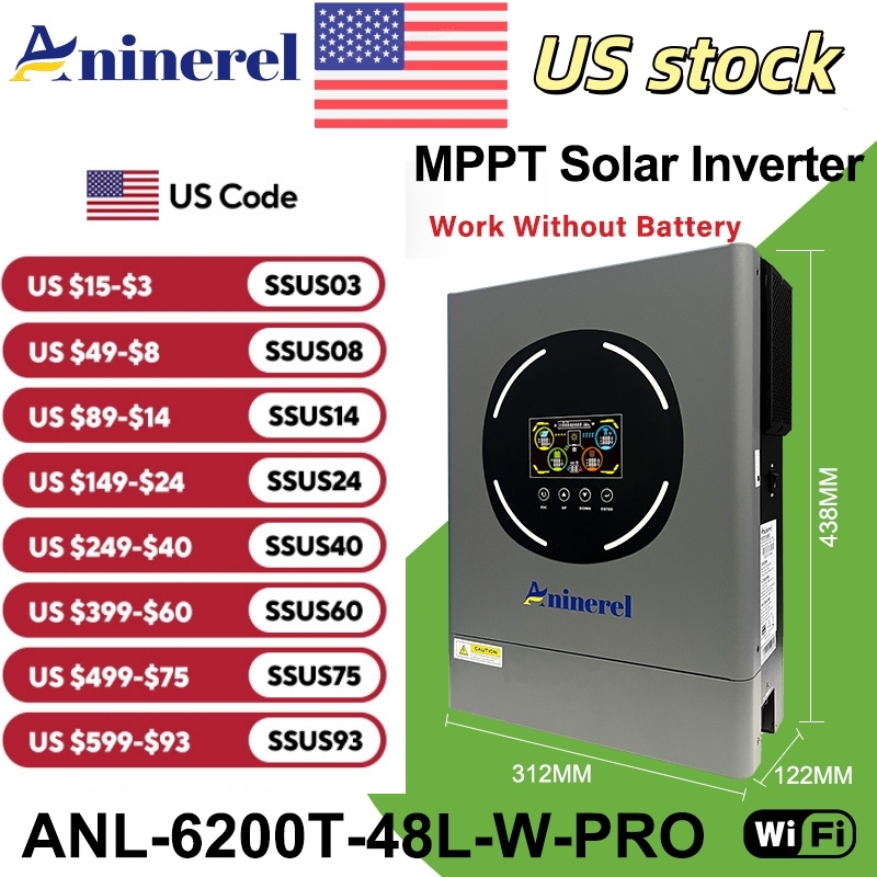 Aninerel 6.2kw 48v inversor so - Drone Solar Charger avaliação e preço