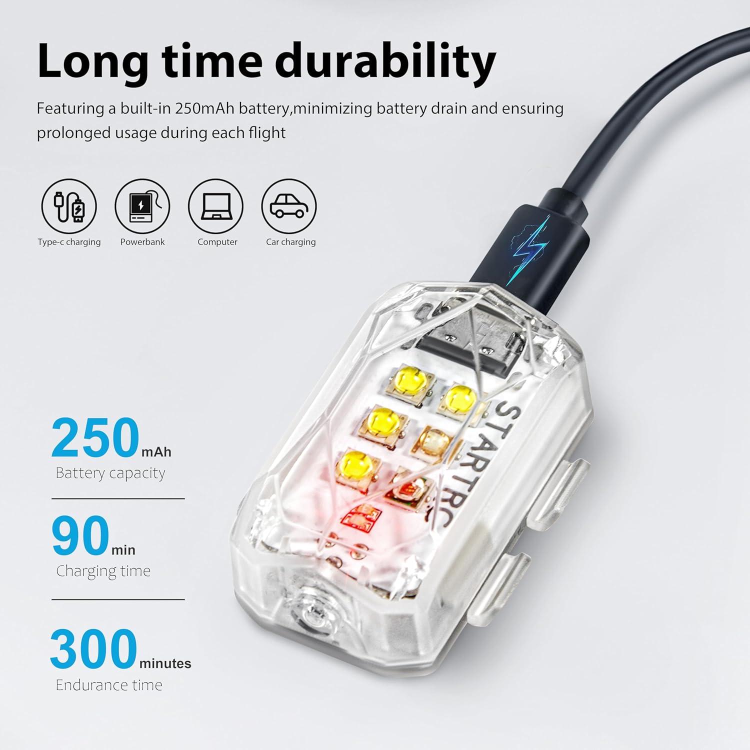 Startrrc drone luz estroboscóp - Drone Power Bank avaliação e preço