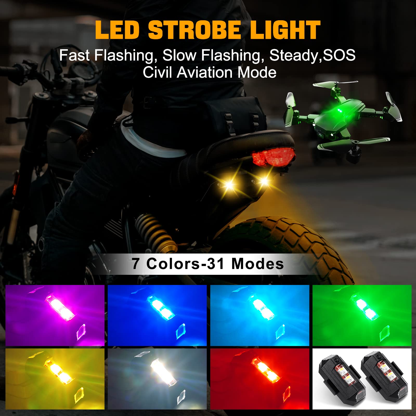 Luzes da motocicleta drone luz - Drone Strobe Light avaliação e preço